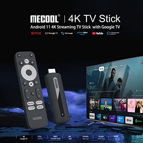 icanzuo mecool kd3 dongle | מוסמך Google TV Stick 4K | אנדרואיד טלוויזיה 11.0 תיבת טרקטורון | נגן מדיה סטרימינג 4K מוסמך של נטפליקס 4K למקרן וידאו טלוויזיה